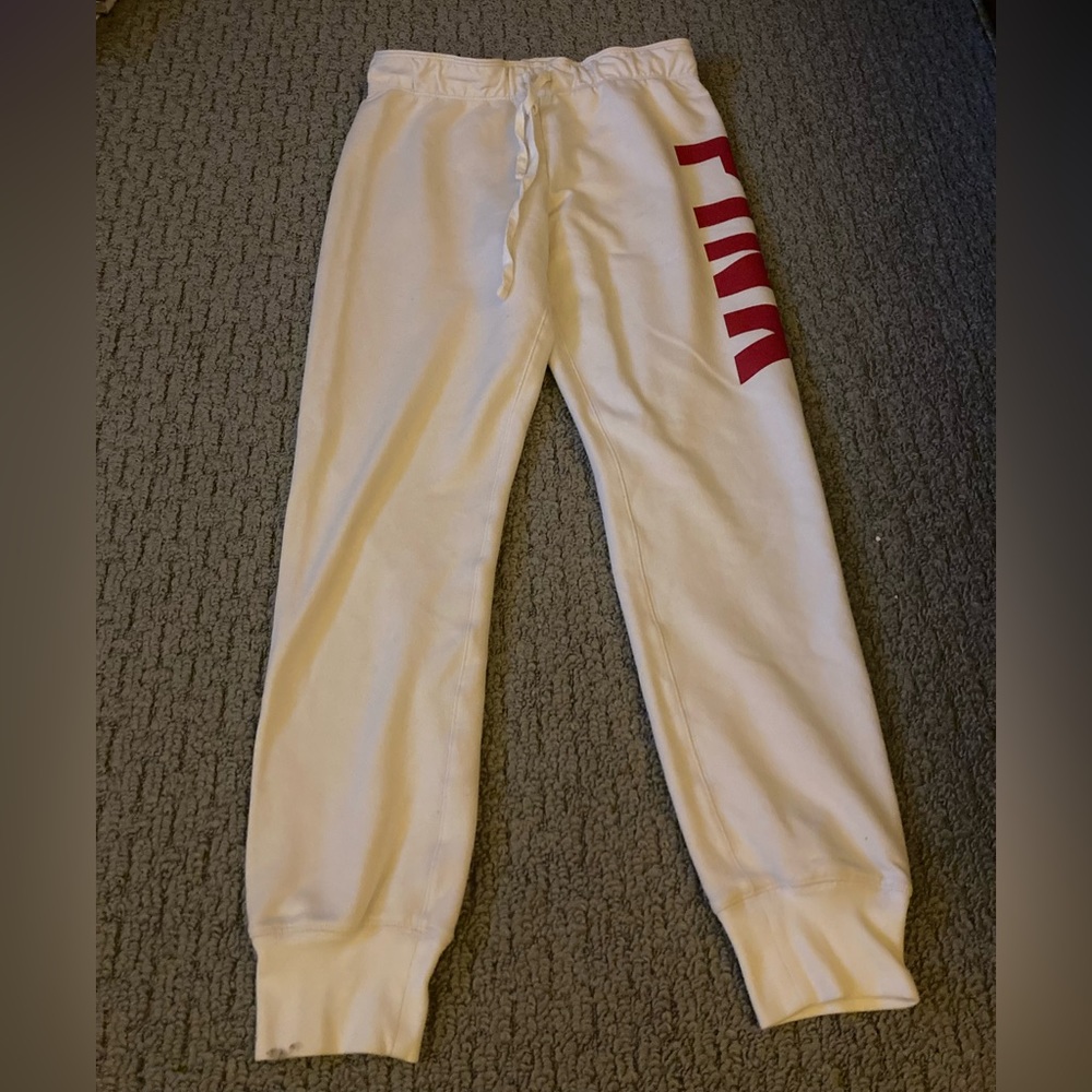 Comfy white Pink branded sweatpants